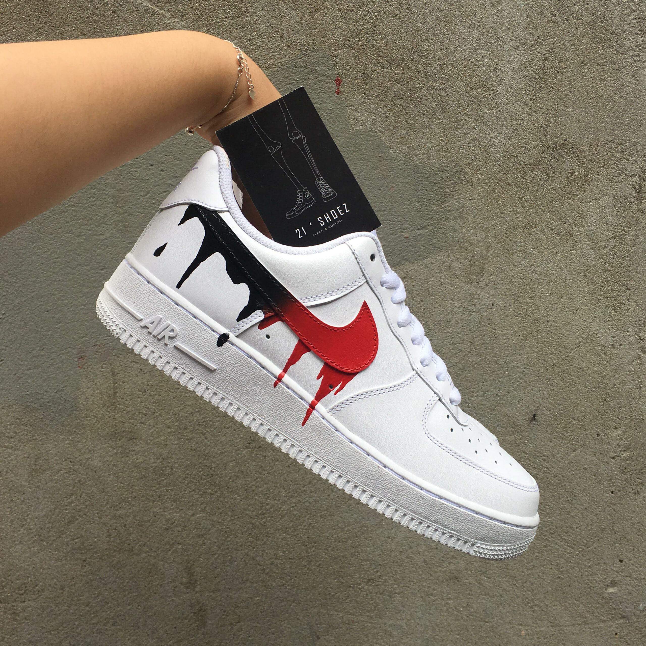 Nike Air Force 1 Custom︱Black Red Swoosh - Hệ thống custom giày ...